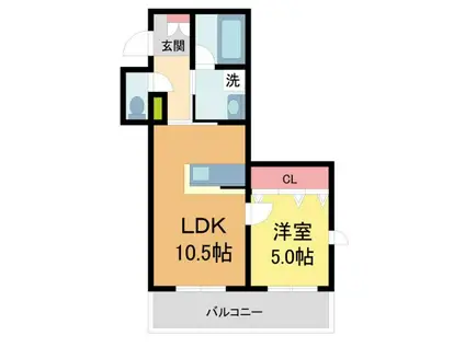 LA VITA西宮北口(1LDK/4階)の間取り写真