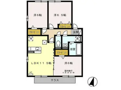 グラン・ドミール古賀A棟(3LDK/2階)の間取り写真