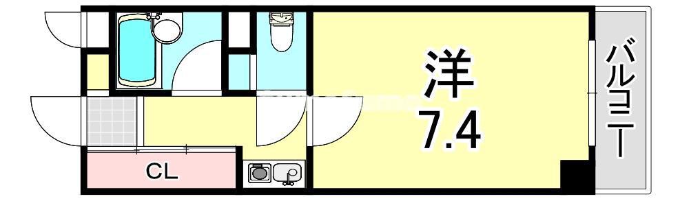 ハビタビリスII(1K/4階)の間取り写真