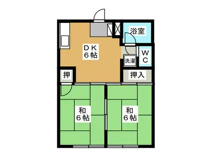 二宮ハイツA(2DK/1階)の間取り写真