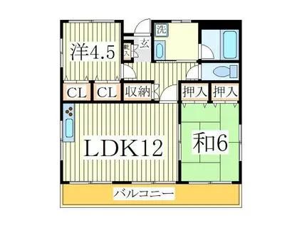 サンハウス柏(2LDK/3階)の間取り写真