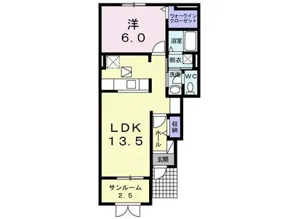アストランティア ウエスト(1LDK/1階)の間取り写真