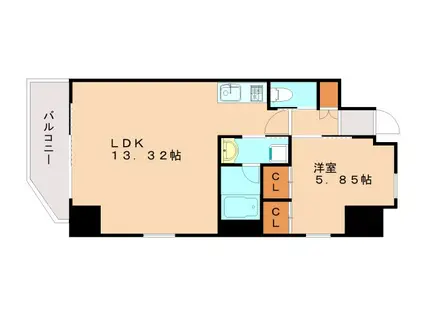 プレジオ日暮通(1LDK/9階)の間取り写真