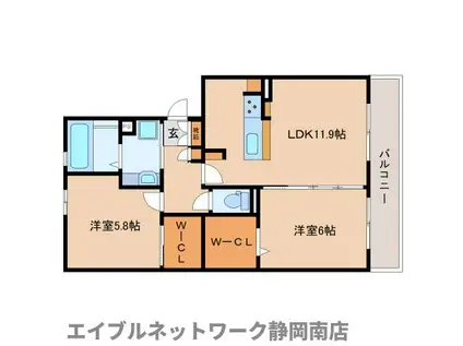 メゾンシュシュ(2LDK/3階)の間取り写真