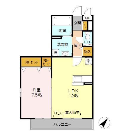 バニュルスIV(1LDK/3階)の間取り写真