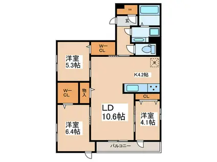 クラシスト北畠(3LDK/3階)の間取り写真