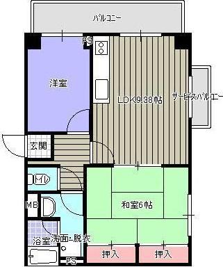 ツインピアA棟(2LDK/4階)の間取り写真