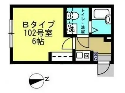 SINCREASE中村橋(1K/1階)の間取り写真
