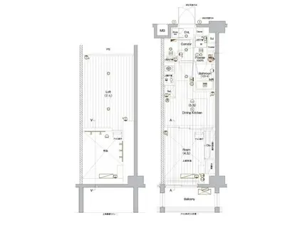 プレミアムキューブ上野毛♯MO(1DK/8階)の間取り写真