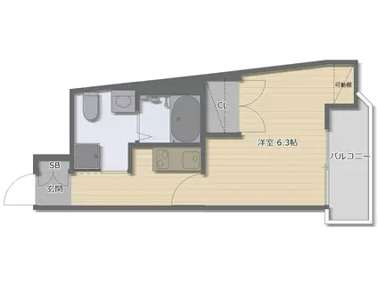 ソミュール南栄(1K/2階)の間取り写真