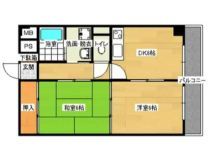 アーバンハイムII(2DK/3階)の間取り写真