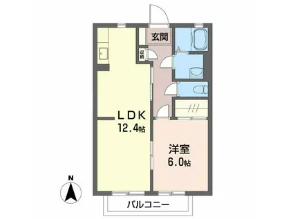 シャーメゾンきららB(1LDK/1階)の間取り写真