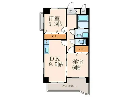 アテッサ南小倉(2DK/6階)の間取り写真