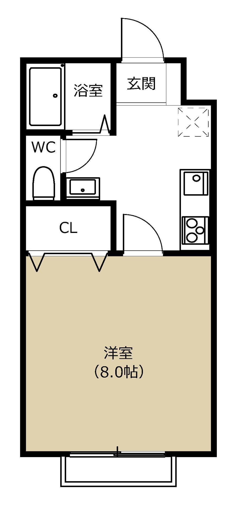 エトワール中曽根B棟(1K/1階)の間取り写真