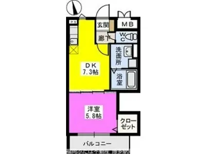 メゾンスペース(1DK/2階)の間取り写真