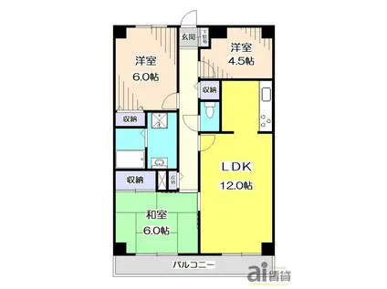 ユーネット所沢(3LDK/1階)の間取り写真