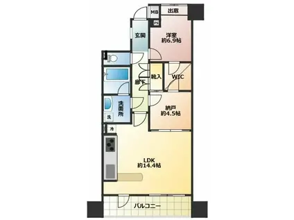 グローリオ横浜関内(1SLDK/4階)の間取り写真