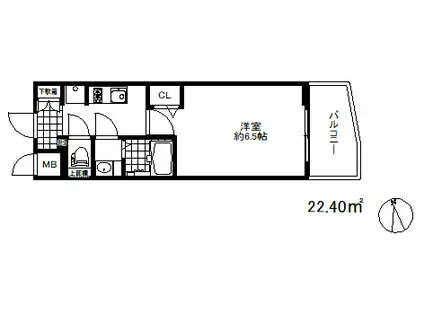 プレサンスザ神戸(1K/7階)の間取り写真