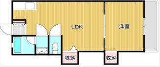 小畑コーポラスA棟(1LDK/2階)の間取り写真