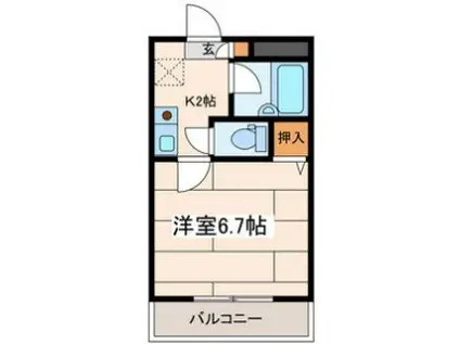 シーガルハイツ登戸(1K/2階)の間取り写真