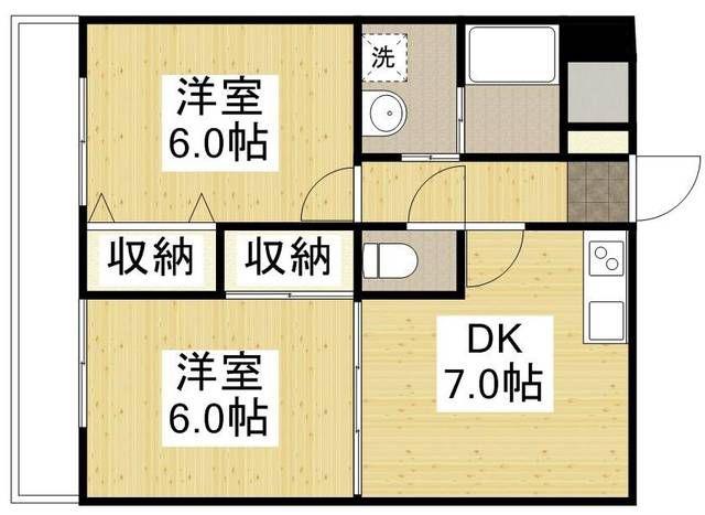 グランダーム新市(2DK/2階)の間取り写真