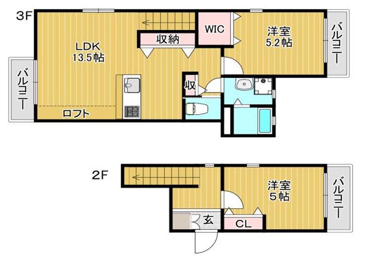 グルーブメゾン8(2LDK/2階)の間取り写真