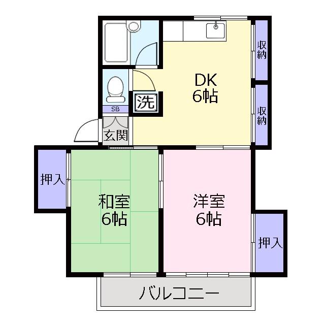 サンハイツ(2DK/2階)の間取り写真