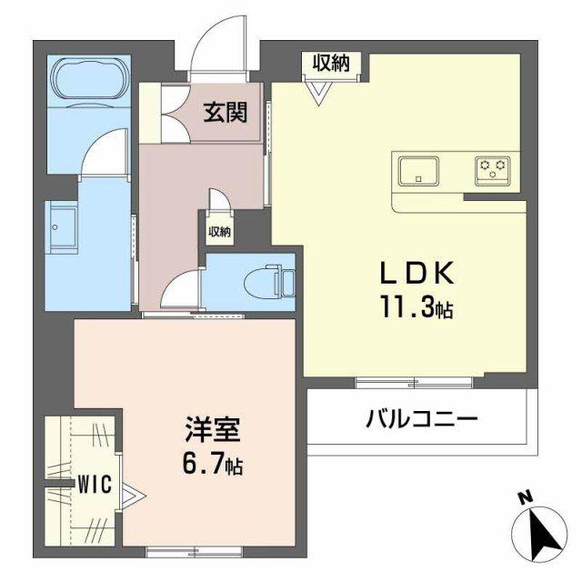 シャーメゾン 木の実(1LDK/2階)の間取り写真