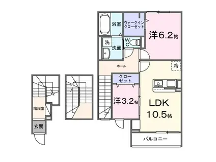 オリエンタルレジデンスVII(2LDK/3階)の間取り写真