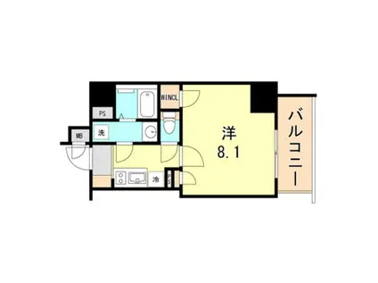 ファステート神戸ティアモ(1K/8階)の間取り写真