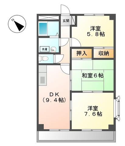 メイプルハウス(3DK/2階)の間取り写真