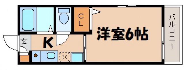 ディアス向洋(1K/2階)の間取り写真