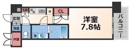 CASSIA高井田 ノース COURT(1K/7階)の間取り写真