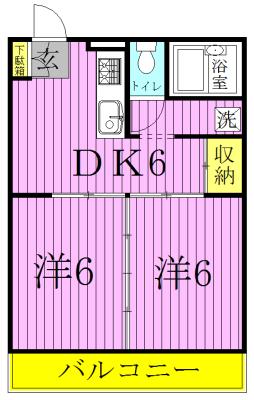 パインステージ(2DK/1階)の間取り写真