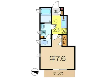 MEデザインズ A棟(1K/1階)の間取り写真