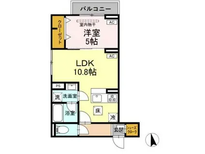 セレスティア前野町(1LDK/1階)の間取り写真