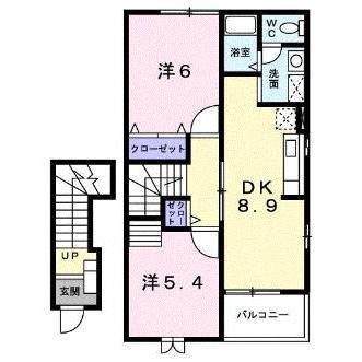 タウン日吉弐番館(2DK/2階)の間取り写真