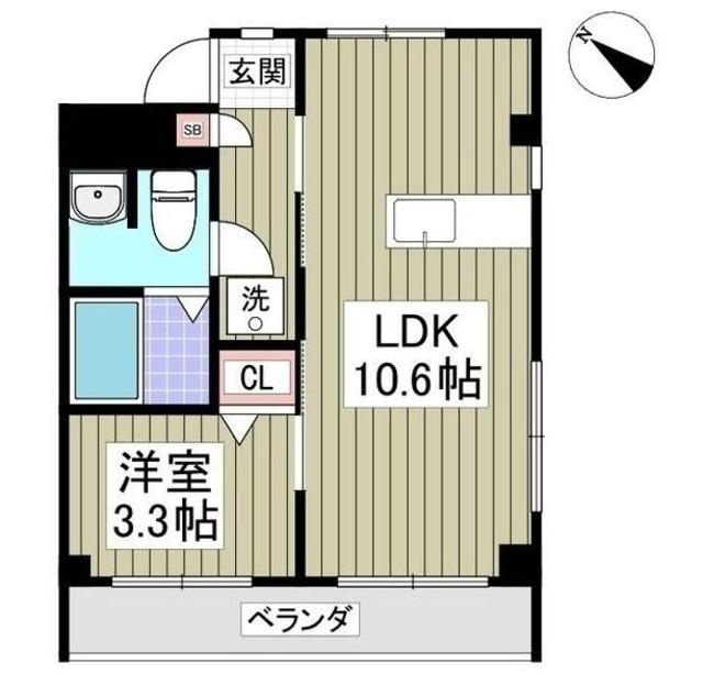 ベルハイツ(1LDK/3階)の間取り写真
