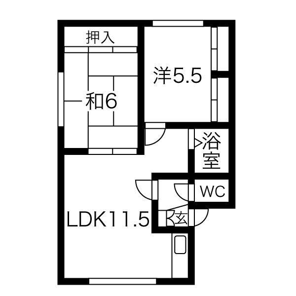 スカイテラスみか(2LDK/2階)の間取り写真