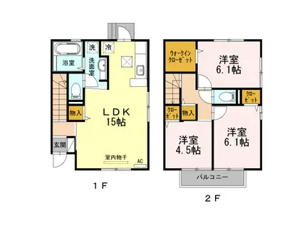 D-ROOM原(3LDK/1階)の間取り写真