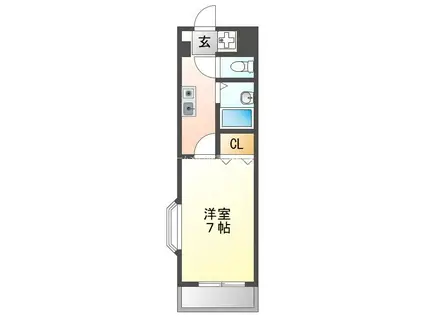 61ビル(1K/2階)の間取り写真