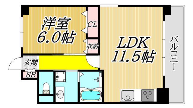 レジーナウエスト武庫之荘(1LDK/4階)の間取り写真