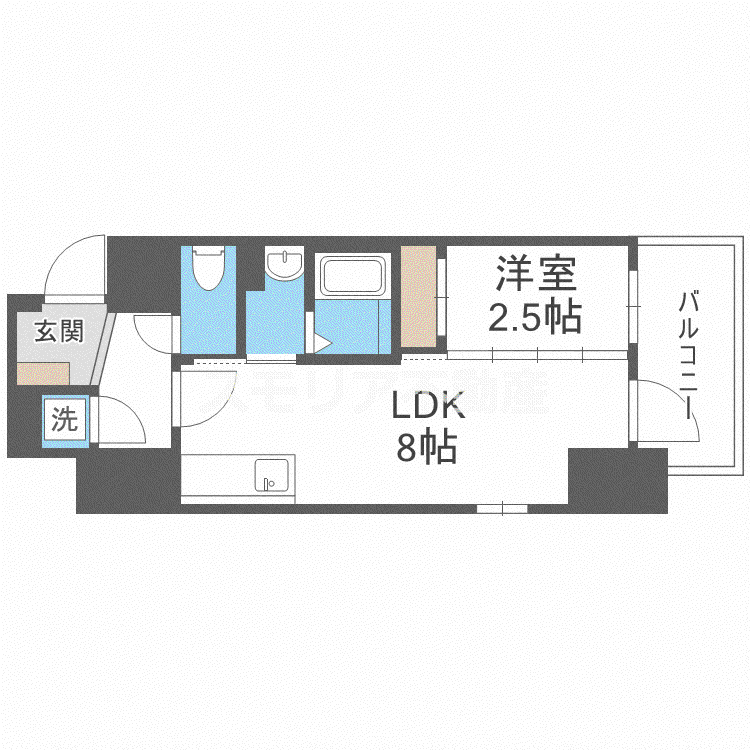 エスリードレジデンス本町パークフロント(1LDK/8階)の間取り写真