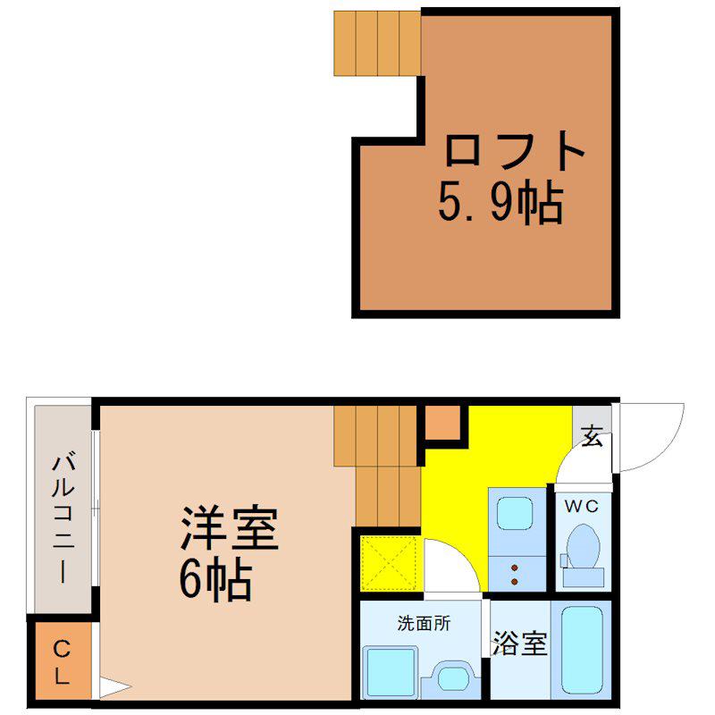 ハーモニーテラス上小田井(1SK/1階)の間取り写真