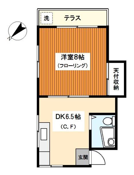 サンビレイ6(1DK/1階)の間取り写真
