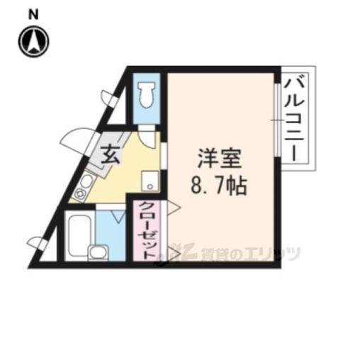 アーバンリゾート伏見稲荷(1K/3階)の間取り写真