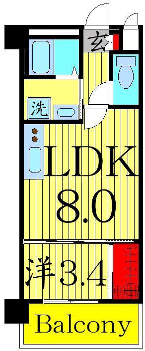 ウィルテラス押上(1LDK/2階)の間取り写真