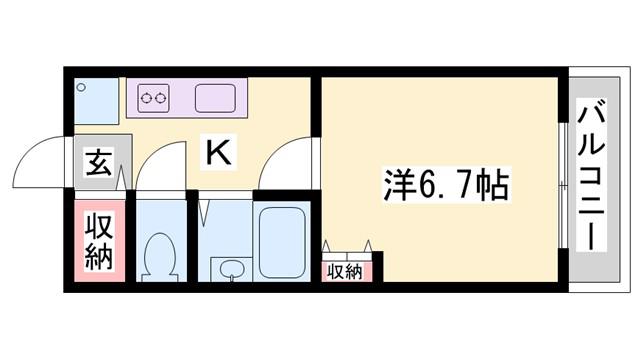 ジュネス城北新町III(1K/2階)の間取り写真