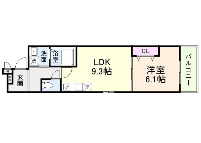 エクセル百舌鳥(1LDK/2階)の間取り写真