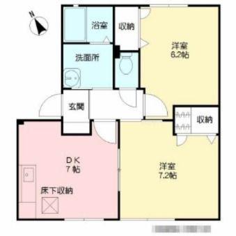 ドミール2004B棟(2DK/1階)の間取り写真